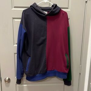 Burgundy Color Block Hoodie
